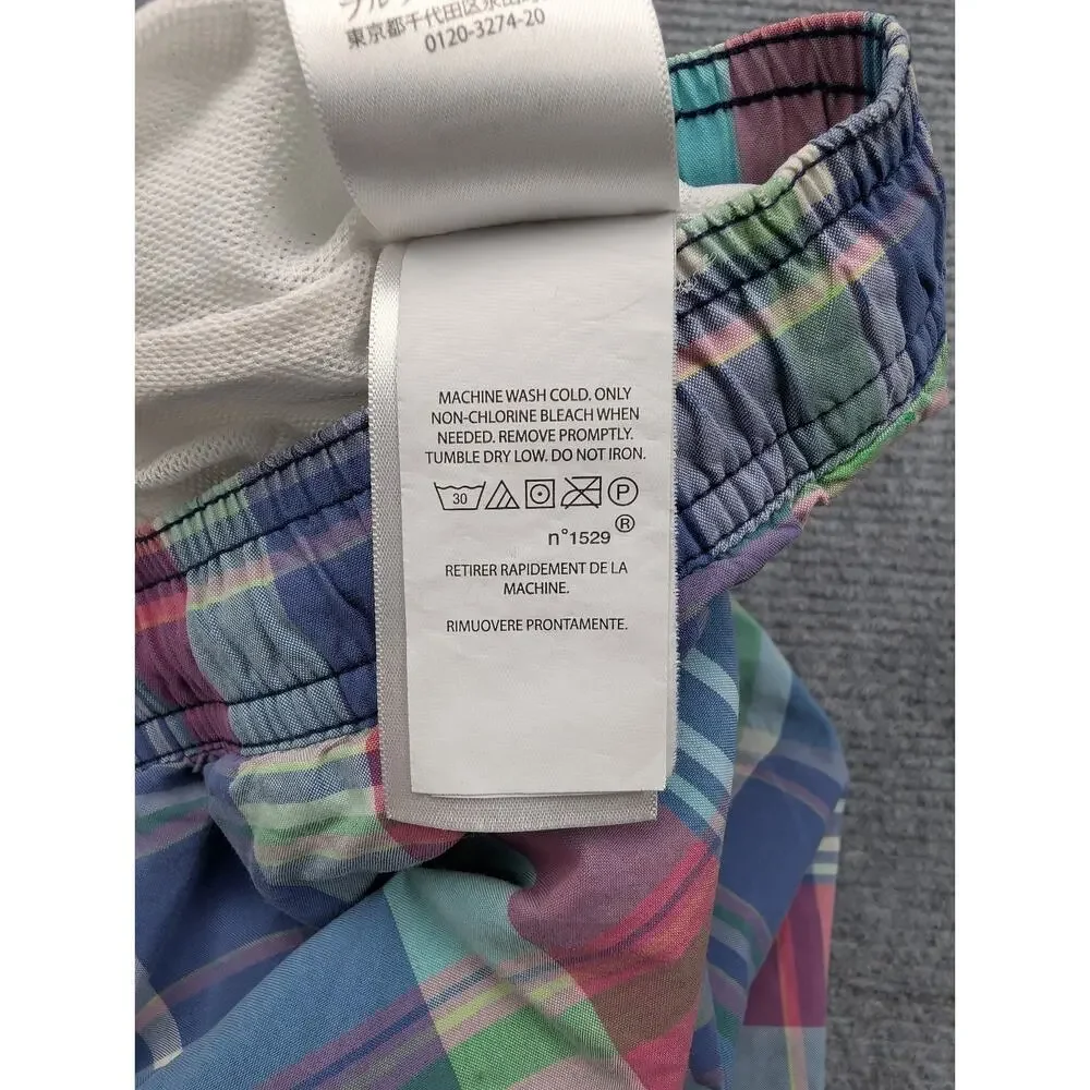 Polo Ralph Lauren Swim Trunks Boys XL Plaid Preppy Retro Pocket Lined Coastal